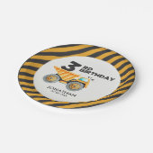 Cute Construction Birthday Boy Party 3th Years Papieren Bordje (Gekanteld)