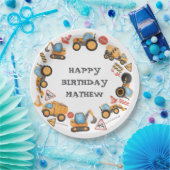 Cute Construction Birthday Papieren Bordje (Feest)