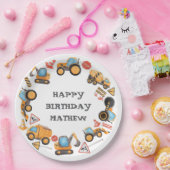 Cute Construction Birthday Papieren Bordje (Feest)