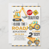 Cute Construction Birthday Party 2th Years Kaart (Voorkant)