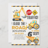 Cute Construction Birthday Party 6th Years Kaart (Voorkant)