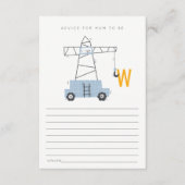 Cute Construction Crane Advice for Mum Baby shower Informatiekaartje (Voorkant)