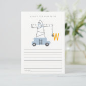 Cute Construction Crane Advice for Mum Baby shower Informatiekaartje (Staand voorkant)