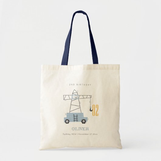Cute Construction Crane any Age Birthday Tote Bag (Voorkant)