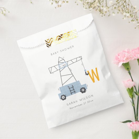 Cute Construction Crane Boy's Urban Baby shower Bedankzakje (Gezegeld)