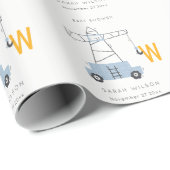 Cute Construction Crane Boy's Urban Baby shower Cadeaupapier (Rol Hoek)