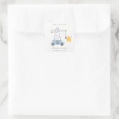 Cute Construction Crane Boy's Urban Baby shower Vierkante Sticker (Tas)