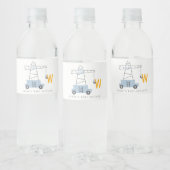 Cute Construction Crane Boy's Urban Baby shower Waterfles Etiket (Flessen)