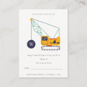 Cute Construction Crane Diaper Raffle Baby shower Informatiekaartje (Voorkant)
