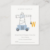 Cute Construction Crane Diaper Raffle Baby shower Informatiekaartje (Voorkant)