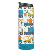 Cute Construction Diggers Personalized Thermosbeker (Geroteerd rechts)