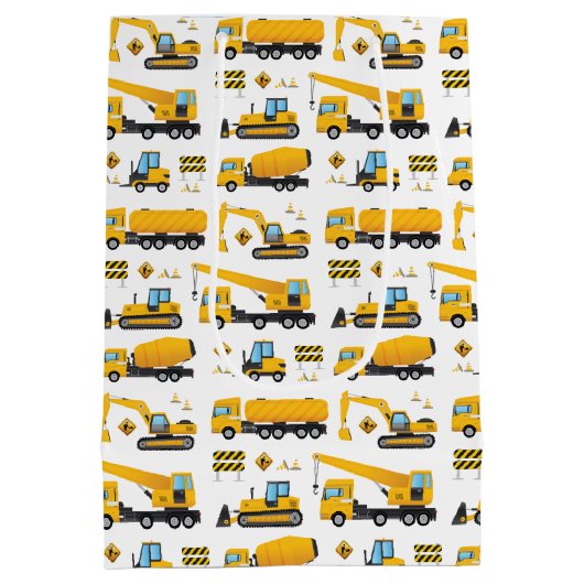 Cute Construction Dump Trucks Party Gifts Medium Cadeauzakje (Achterkant)