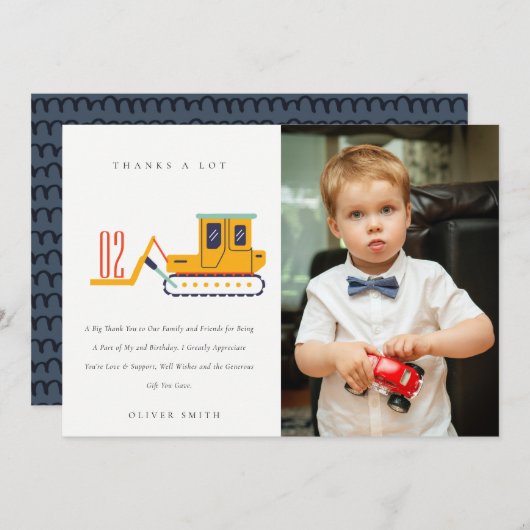Cute Construction Fork Lift Photo Any Age Birthday Bedankkaart (Voorkant / Achterkant)