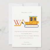 Cute Construction Monogram Fork Lift Baby shower Bedankkaart (Voorkant)