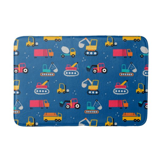 Cute Construction Movers Pattern Badmat (Voorkant)