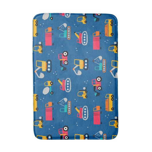 Cute Construction Movers Pattern Badmat (Voorkant Verticaal)