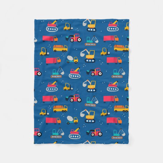 Cute Construction Movers Pattern Fleece Deken (Voorkant)