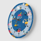 Cute Construction Movers Pattern Grote Klok (Hoek)