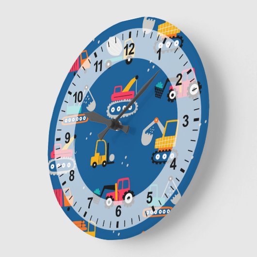 Cute Construction Movers Pattern Grote Klok (Hoek)
