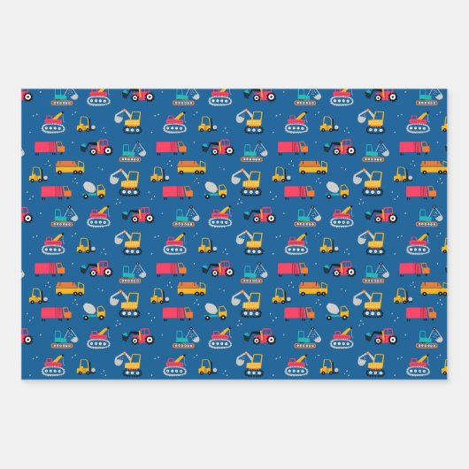 Cute Construction Movers Pattern Inpakpapier Vel (Voorkant 2)