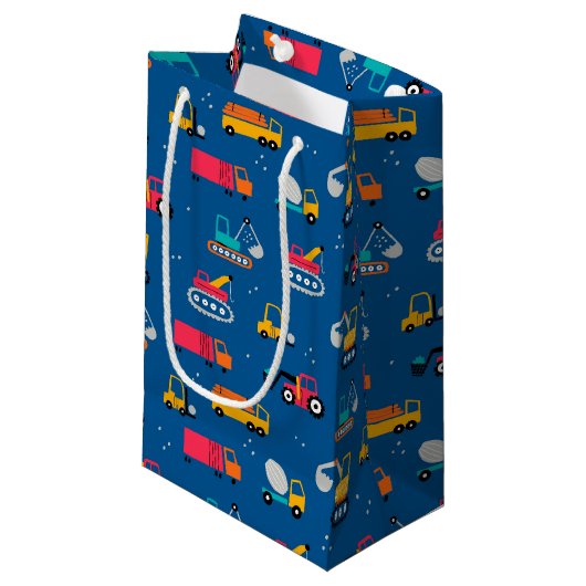 Cute Construction Movers Pattern Klein Cadeauzakje (Voorkant Gekanteld)