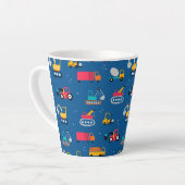 Cute Construction Movers Pattern Latte Mok (Linkerhoek)