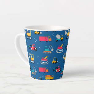 Cute Construction Movers Pattern Latte Mok
