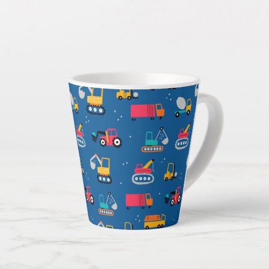 Cute Construction Movers Pattern Latte Mok (Rechterhoek)