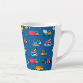 Cute Construction Movers Pattern Latte Mok (Rechts)
