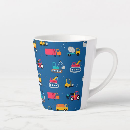 Cute Construction Movers Pattern Latte Mok (Rechts)