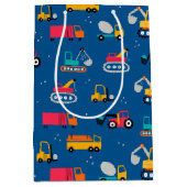 Cute Construction Movers Pattern Medium Cadeauzakje (Voorkant)