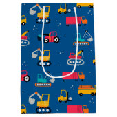Cute Construction Movers Pattern Medium Cadeauzakje (Achterkant)