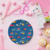 Cute Construction Movers Pattern Papieren Bordje (Feest)