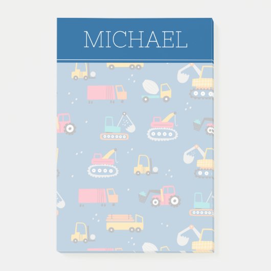 Cute Construction Movers Pattern Post-it® Notes (Voorkant)