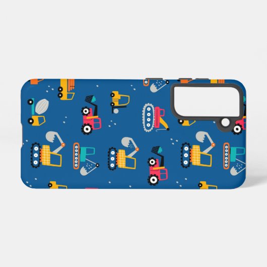 Cute Construction Movers Pattern Samsung Galaxy Hoesje (Achterkant horizontaal)
