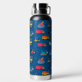 Cute Construction Movers Pattern Waterfles (Achterkant)