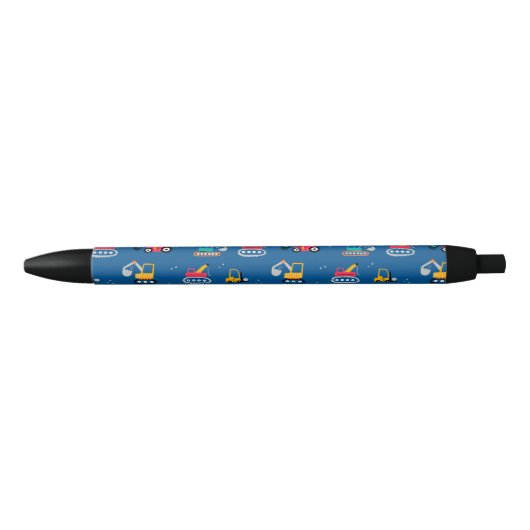 Cute Construction Movers Pattern Zwarte Inkt Pen (Voorkant)