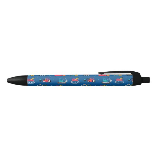 Cute Construction Movers Pattern Zwarte Inkt Pen (Bovenkant)