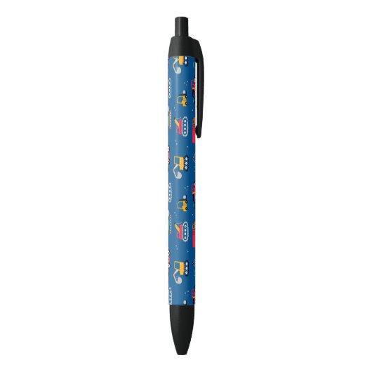Cute Construction Movers Pattern Zwarte Inkt Pen (Achterkant (Verticaal))