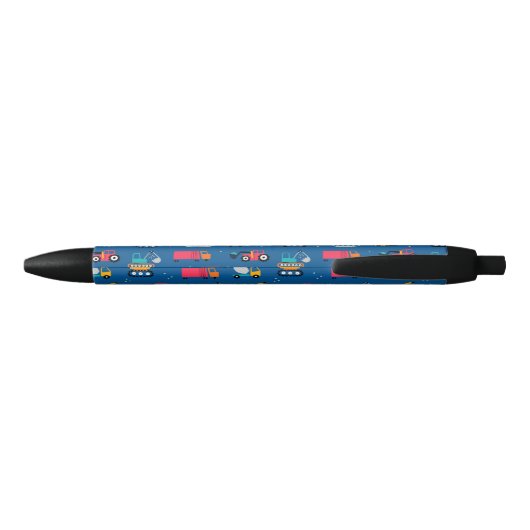 Cute Construction Movers Pattern Zwarte Inkt Pen (Achterkant)