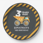 Cute Construction Party for 3rd Birthday Kids Papieren Bordje (Voorkant)