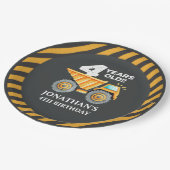 Cute Construction Party for 4th Birthday Kids Papieren Bordje (Gekanteld)