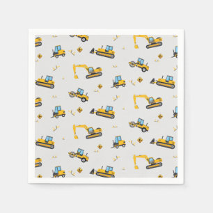 Cute Construction Pattern Kids Birthday Napkins Servet