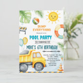 Cute construction pool theme invitation kaart (Staand voorkant)