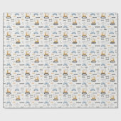 Cute Construction Site Bricks Crane Digger Kinder Cadeaupapier (Vlak)