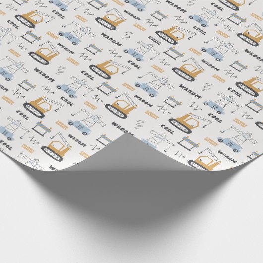 Cute Construction Site Bricks Crane Digger Kinder Cadeaupapier (Hoek)