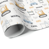 Cute Construction Site Bricks Crane Digger Kinder Cadeaupapier (Rol Hoek)