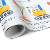 Cute Construction Theme Kids Birthday Party  Cadeaupapier (Rol Hoek)