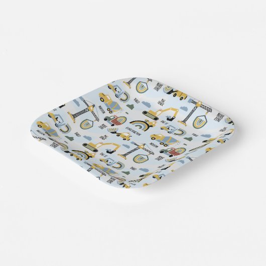 Cute Construction Theme Party Papieren Bordje (Gebogen)