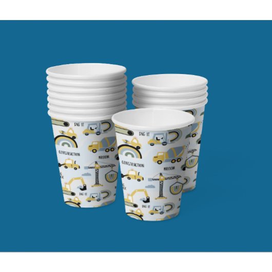 Cute Construction Themed Birthday Party Papieren Bekers